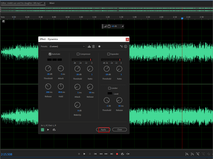 adobe audition aplicar dinamicamente