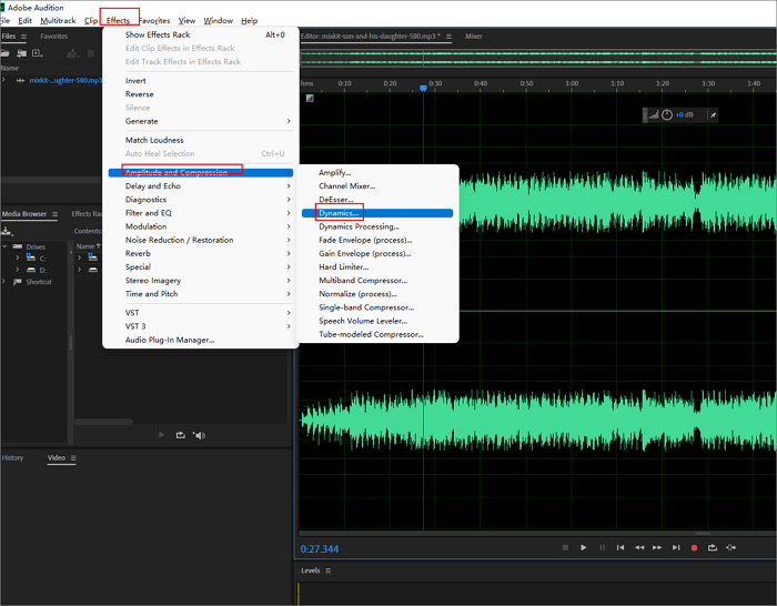 adobe audition escolha dinâmico