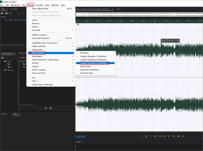 equalizador gráfico adobe audition