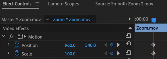 Adobe Premiere effect controls
