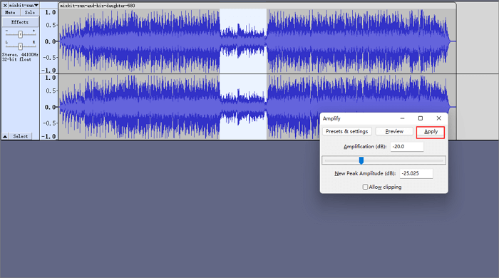 audacity anwenden verstärken effekt