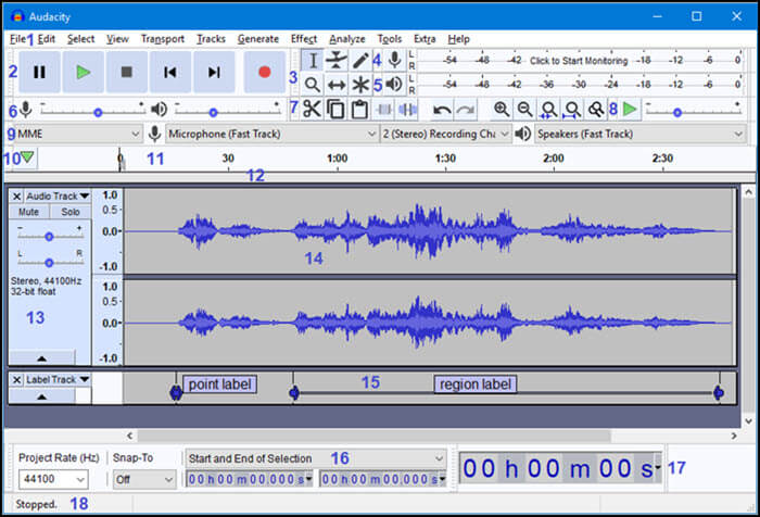 Audacity audio ectraction tool