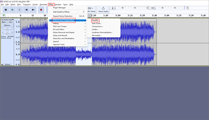 audacity wählen verstärken