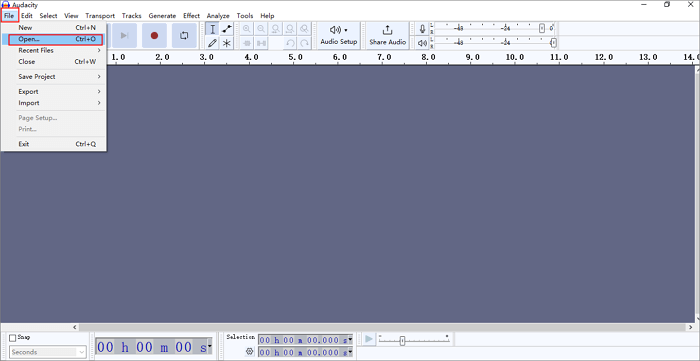 audacity importiert Audiodatei