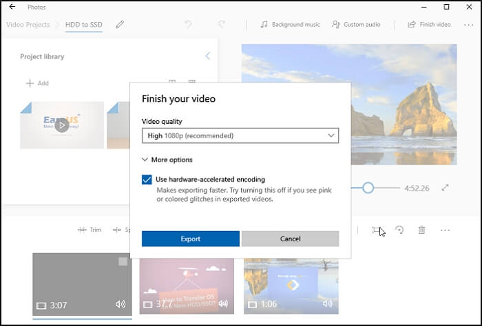 change video format in windows with photos app