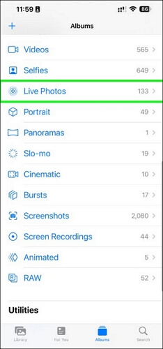 Live-Fotos auswählen