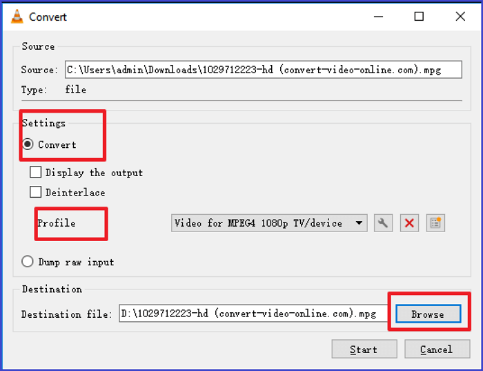 Scegli il formato MP4