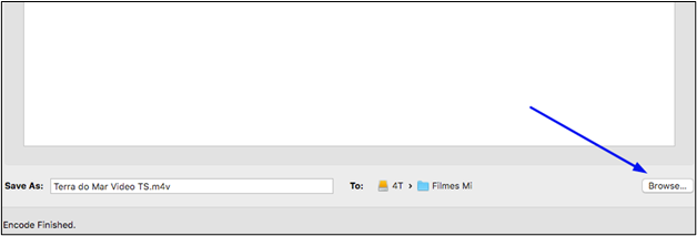 escolha o caminho para o HandBrake de saída