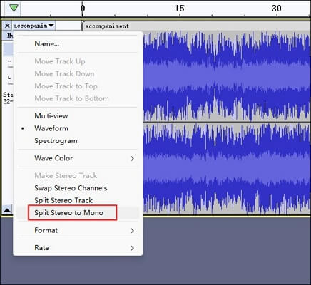 choose split stereo to mono