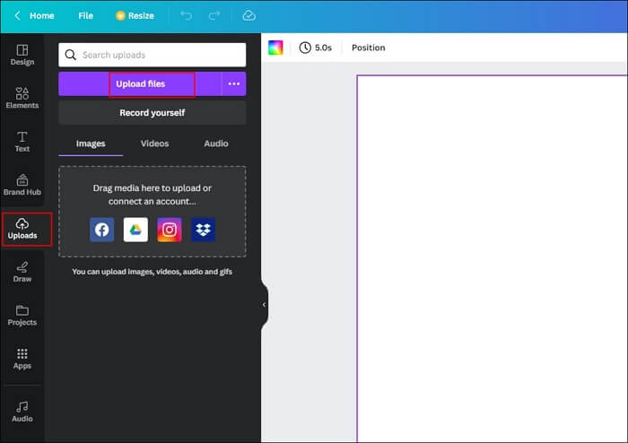 Klicken Sie auf Dateien hochladen