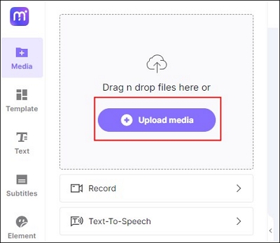 clique no botão de upload meida