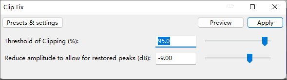 Janela de correção de clipe
