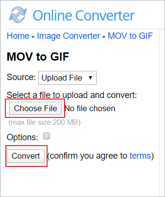 convertire MOV in GIF con Online Converter