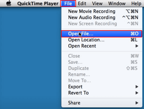 aprire video in MP$ su QuickTime Player