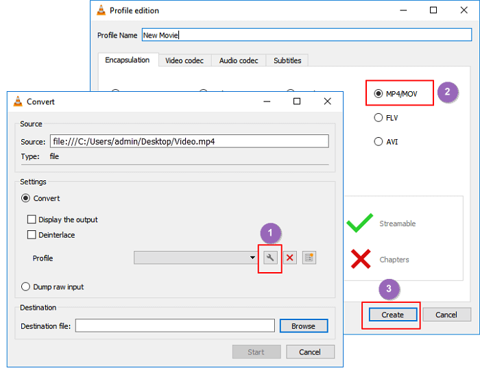 come convertire file mp4 in mov con VLC