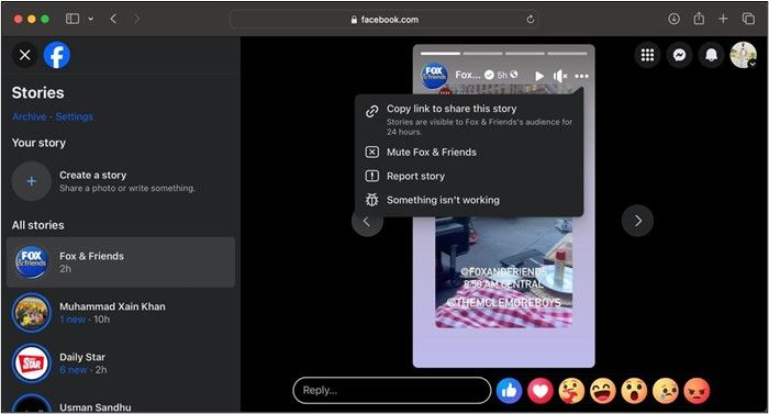 Facebook-Story-Link kopieren