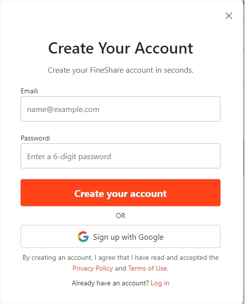 create an account