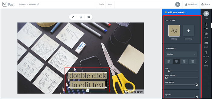 Use Adobe Spark to add text