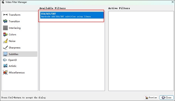 double click on ssa ass srt