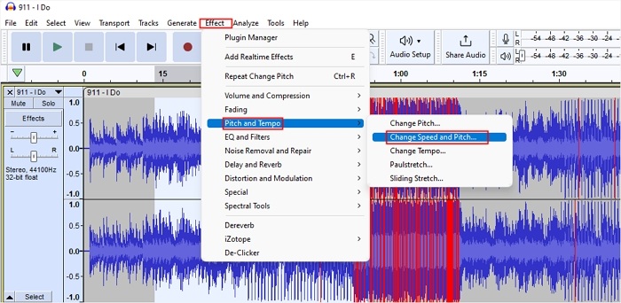 the Change Speed and Pitch Effect