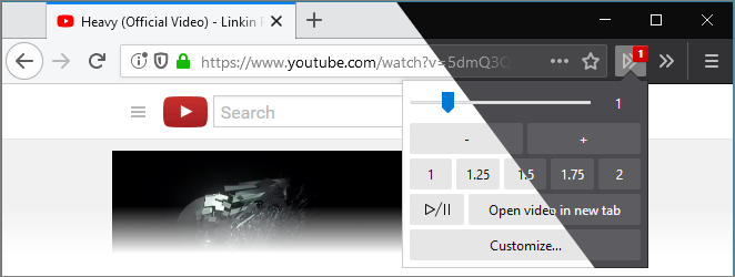 video speed Controller su Firefox - playback speed