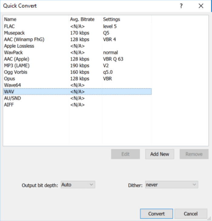 foobar2000 converti wav
