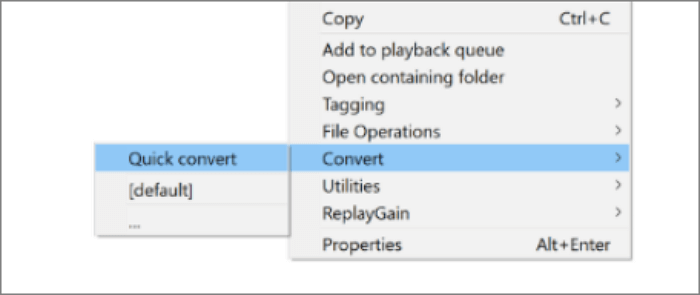 foobar2000 seleziona converti