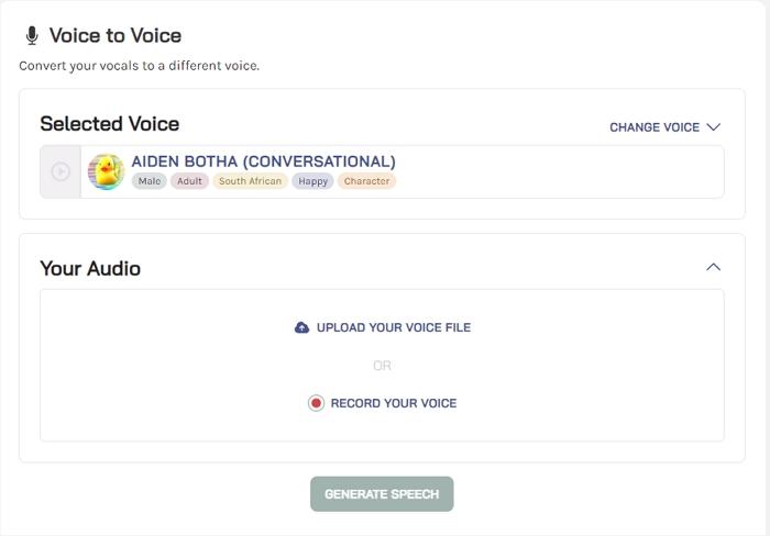  Upload your voice file