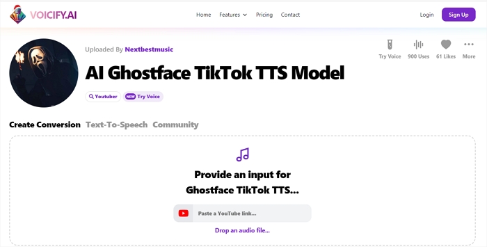  ghostface text to speech voicify