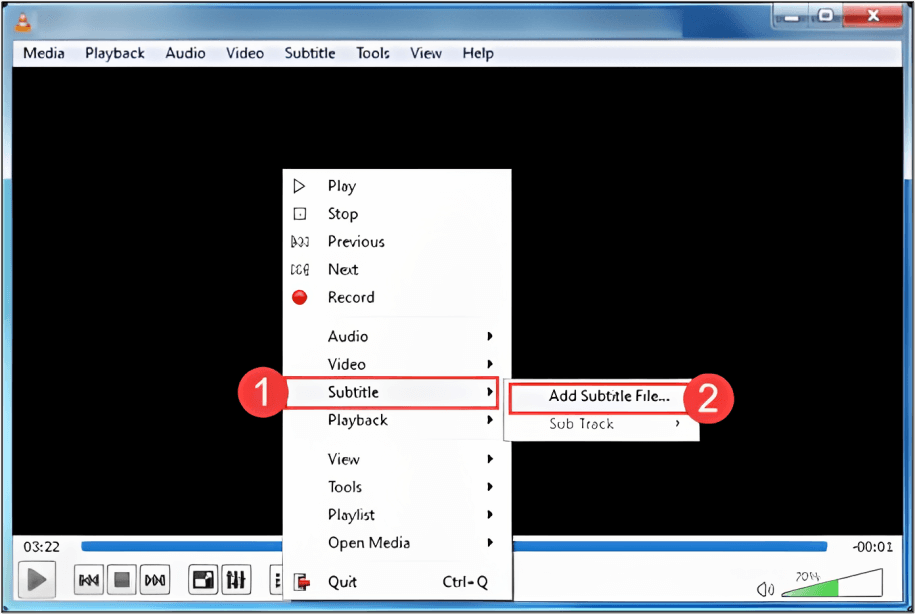 select your SRT file