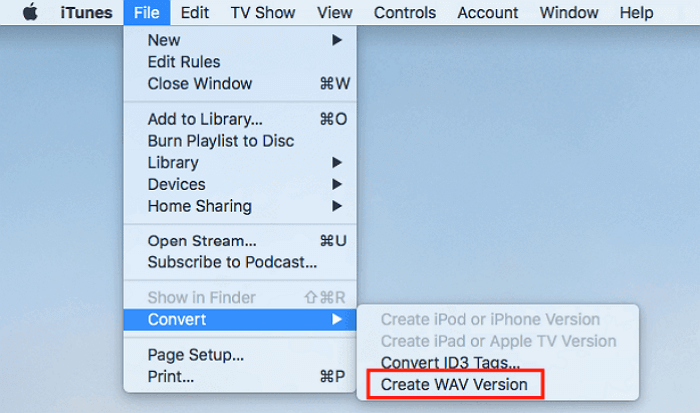 iTunes converte m4a in wav