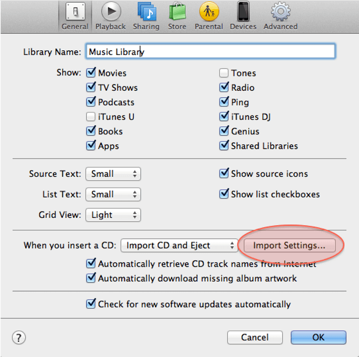 itunes select button
