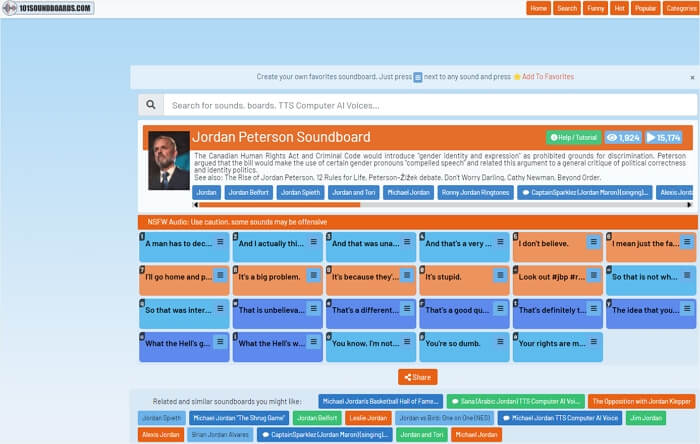 jordan peterson ai voice 101 soundboards