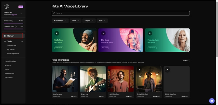  Select a voice from the AI Voice library