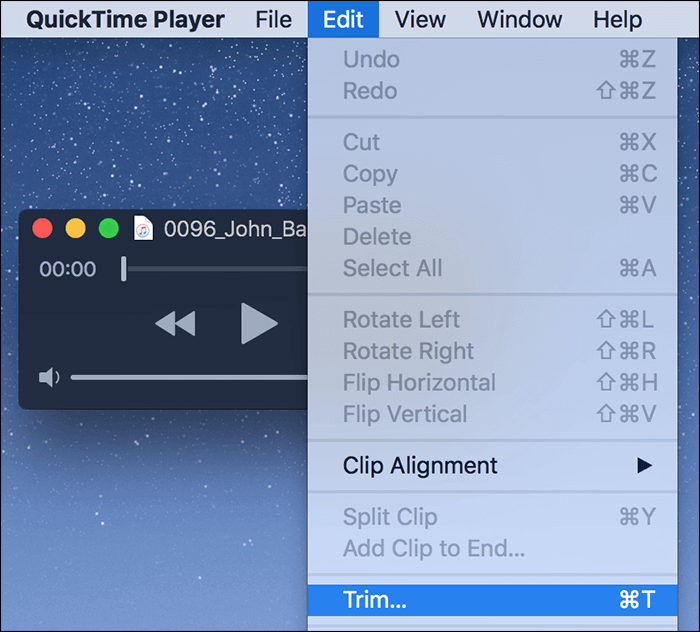 fare il editing di file audio con Quicktime