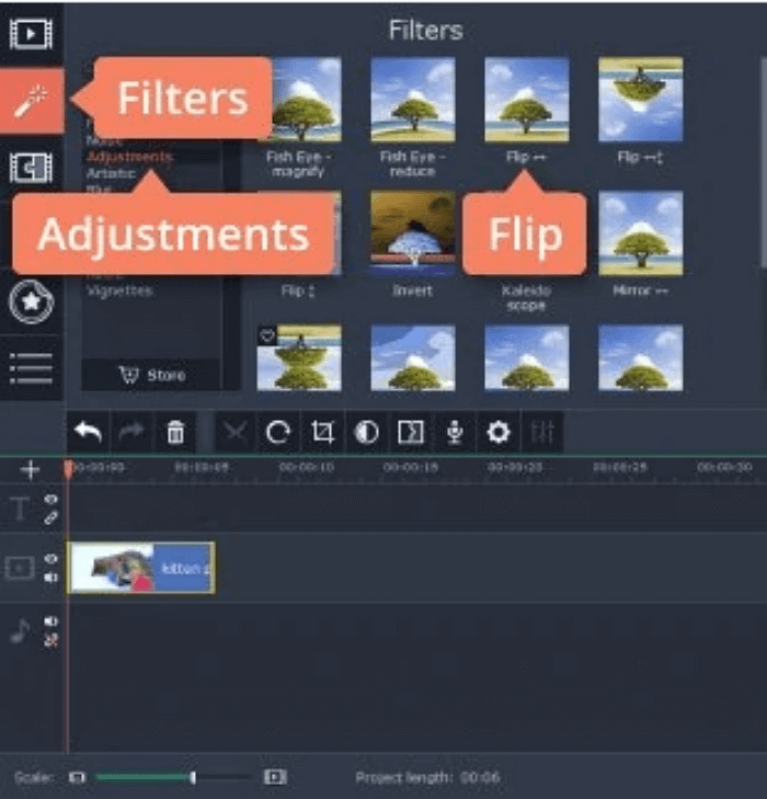 movavi aggiungere effetto specchio