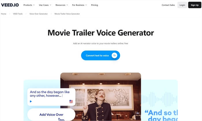 movie trailer voice generator veed