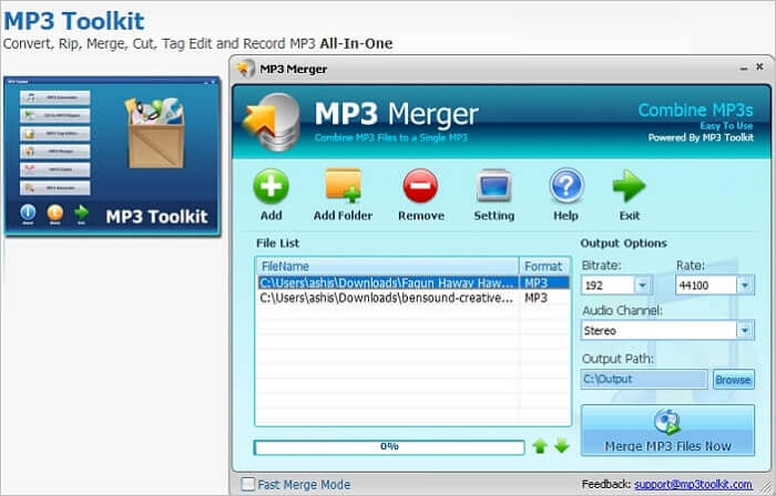 MP3 Toolkit to merge files