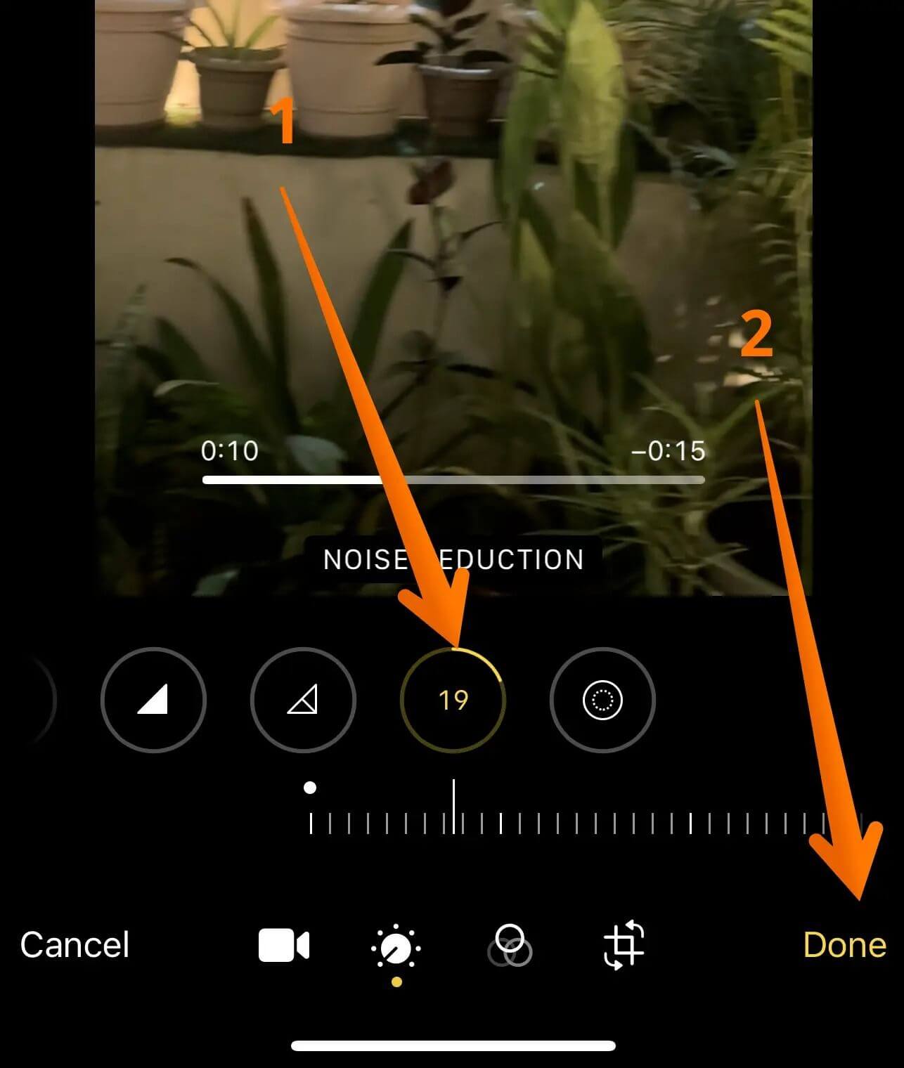 built-in noise reduction on iphone video editor