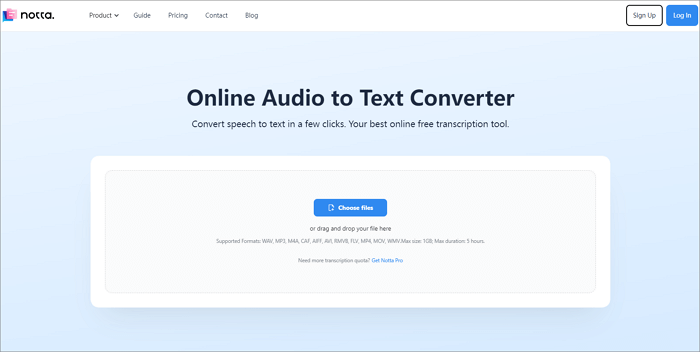 notta audio to text converter