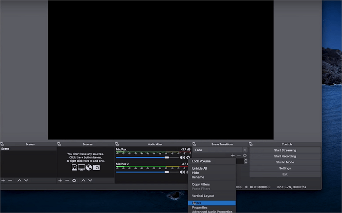 obs audio filter wählen