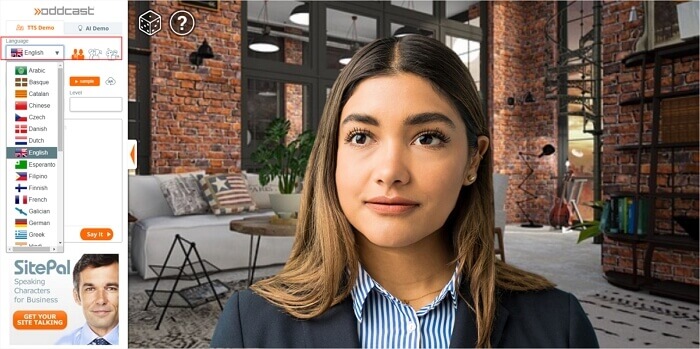 select a language from the dropdown