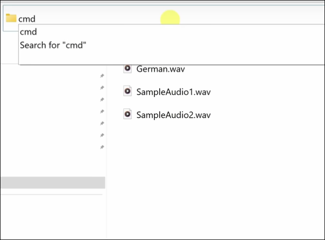 Open CMD from the audio files path