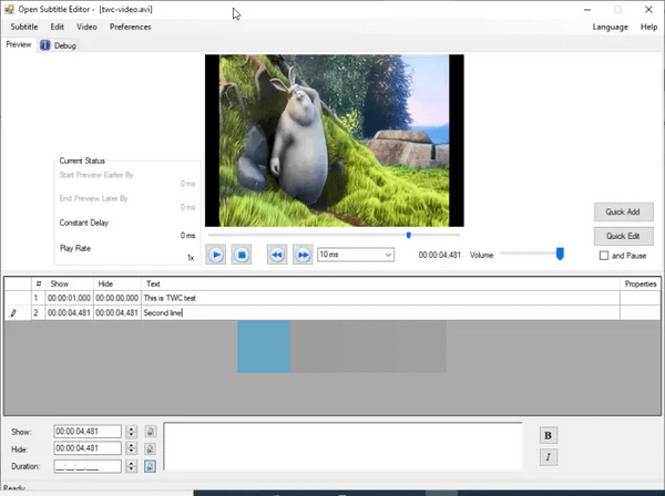 abrir editor de legendas