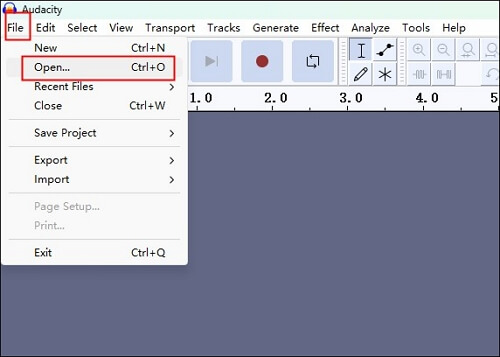 open the audio file in Audacity