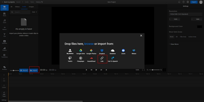 Url eines Youtube-Videos einfügen oder Video importieren