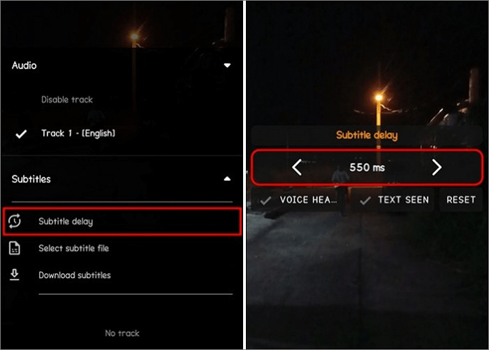 phone vlc subtitle delay