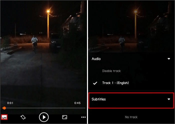 phone vlc subtitle track