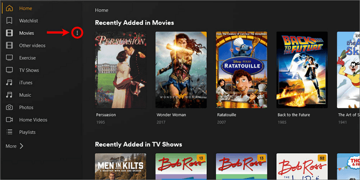 plex vá para a biblioteca