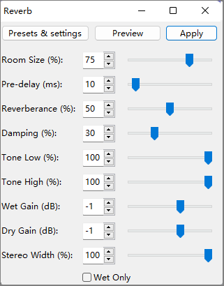 Hall-Einstellung Audacity